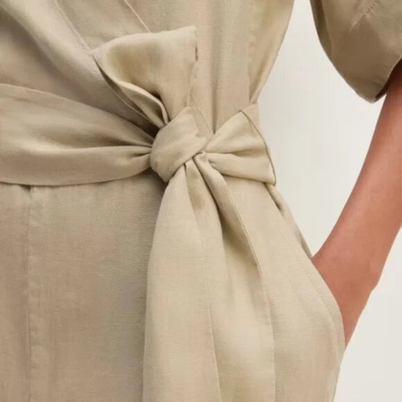 EVERLANE Linen Wrap Cross Front Jumpsuit - Picture 3 of 15